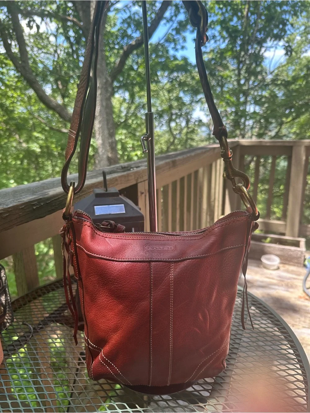 Coach Bleeker Red/Brownish Leather Shoulder Bag with Adjustable Strap GUC - Picture 3 of 14